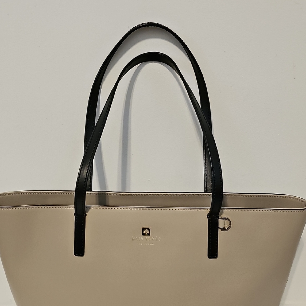 Kate Spade Sawyer Street Black and Cream Leather Tote